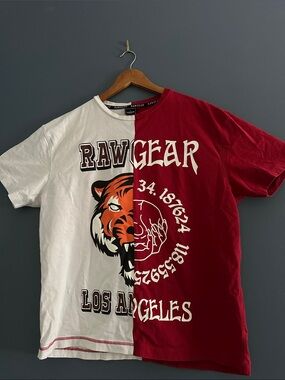 Rawgear Split-Panel Men’s Tee — White & Red